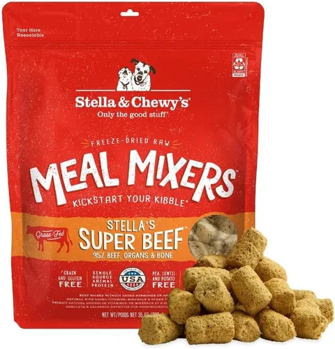 Stella & Chewy's Mezcladores de Comida Cruda Liofilizada de Res - Aderezo y Mezclador de Comida para Perros - Hecho con 95% Carne de Res Alimentada