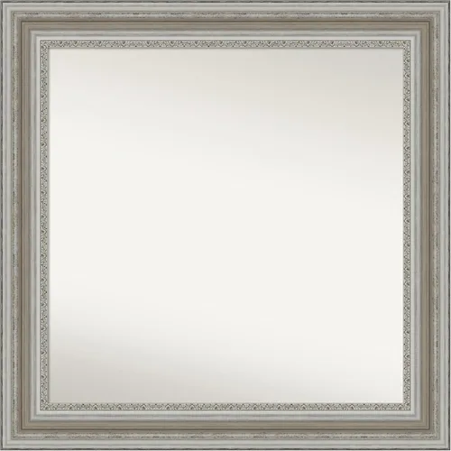 Miniatura 181 de Amanti Art Espejo de baño plateado para sobre el fregadero, 26 x 26 pulgadas, espejo cuadrado de plata antigua, marco de madera tradicional mediano