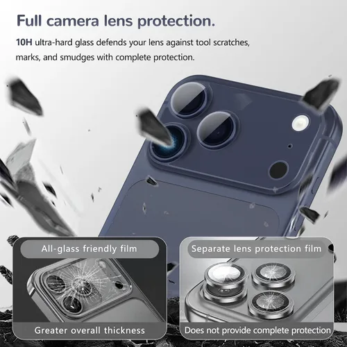 Miniatura 2 de ZXZone Protector de lente de cámara para iPhone 17 Pro, aleación de aluminio de fuerte adherencia y material de cristal de zafiro
