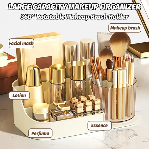 Miniatura 4 de DASITON Organizador de Maquillaje de Gran Capacidad con Soporte Giratorio de 360° para Brochas de Maquillaje, Organizadores de Almacenamiento