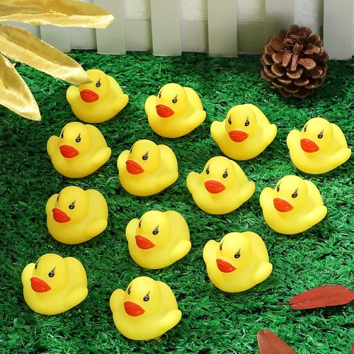 Miniatura 6 de GliSun 60 piezas de patos de goma, juguetes de baño, mini patos flotadores y divertidos chirridos para niños, juguete de baño, decoración de ducha