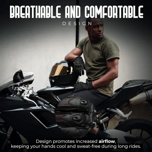 Miniatura 7 de J.A.G. Guantes de Motocicleta de Piel para Hombre - Protección de Nudillo de Fibra de Carbono, Motocicleta, Deportes Motorizados, Bicicleta