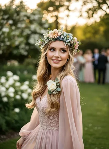 Miniatura 4 de Corona floral para mujer, diadema floral para el cabello, corona de flores, halo bohemio, fiesta, baile de graduación, fotos