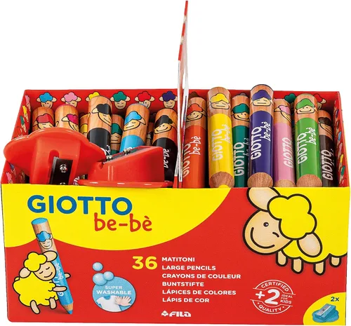 Miniatura 4 de GIOTTO be-bè Lápices y sacapuntas grandes paquete preescolar para niños pequeños, 36 lápices, colores surtidos, ideal para la escuela y el hogar