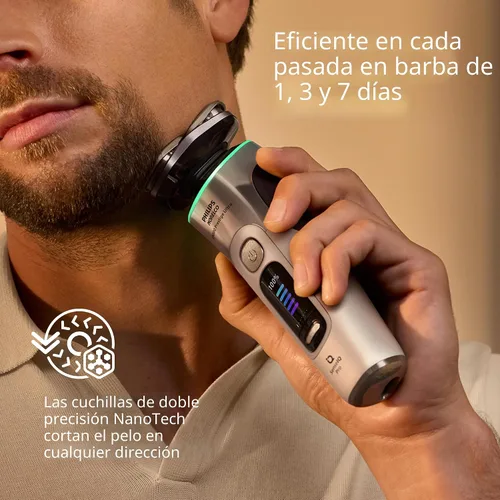 Miniatura 5 de Philips Norelco Shaver i9000 Prestige Ultra, afeitadora eléctrica en seco y húmedo, oro blanco, tecnología SenseIQ Pro, sistema de triple elevación