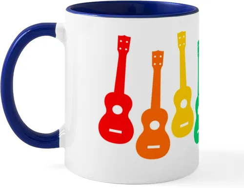 Miniatura 25 de CafePress Peace Love - Taza de café de cerámica para ukelele (11 oz (11.0 fl oz)