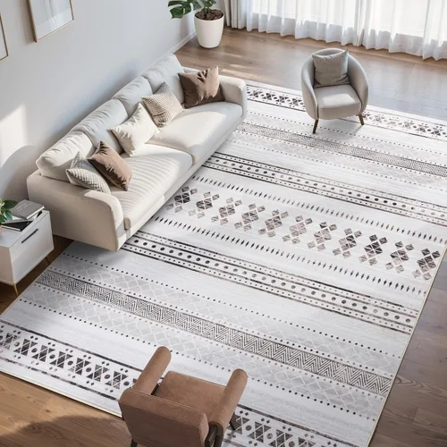 Miniatura 35 de Alfombras de 6 x 9, alfombras grandes lavables con flores estilo boho, alfombra de pelo bajo antideslizante y ultradelgada, alfombra para puerta