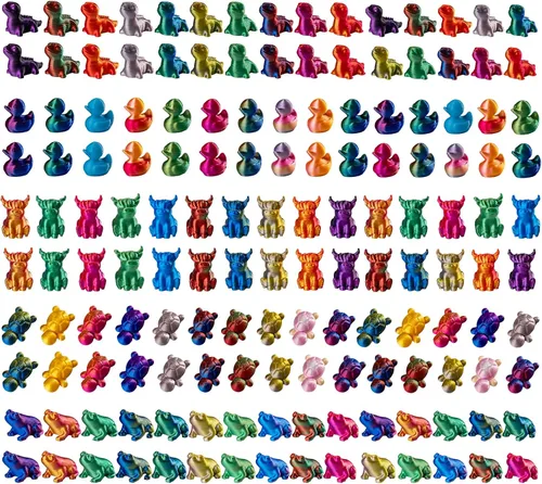 Miniatura 12 de 100 piezas de mini animales impresos en 3D figuras de plástico de animales pequeños en miniatura, figuras de gato pequeño a granel para micro hadas