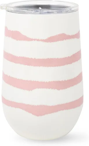 Miniatura 2 de kate spade new york Vaso de vino aislado de acero inoxidable, vaso de doble pared de 16 onzas, taza de viaje sin tallo con tapa (raya diosa)