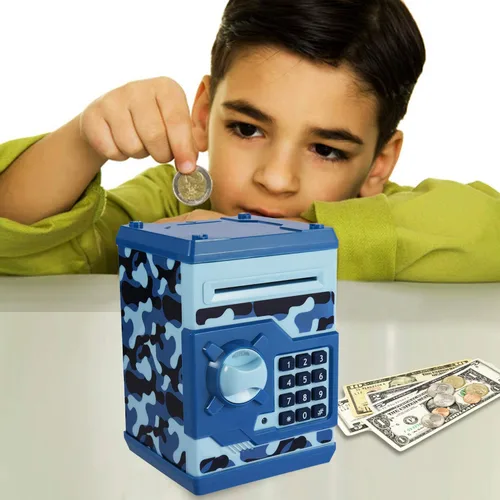 Miniatura 5 de alcancía electrónica para niños, gran juguete de regalo para niños, caja de ahorro de papel con desplazamiento automático, alcancía con contraseña