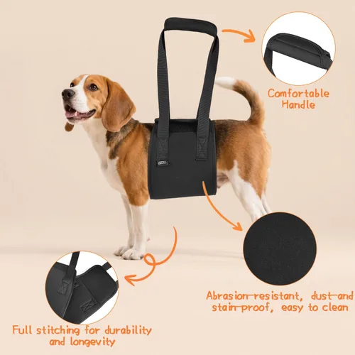 Miniatura 5 de Petanims Arnés de elevación para perros con asa para perros grandes, soporte de pierna trasera, adecuado para perros discapacitados o lesionados