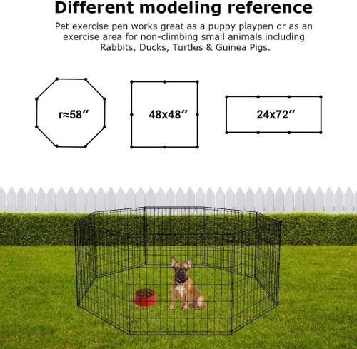 Miniatura 6 de BestPet - Corralito plegable de metal para perros, para interiores y exteriores, 8 paneles de 24 pulgadas
