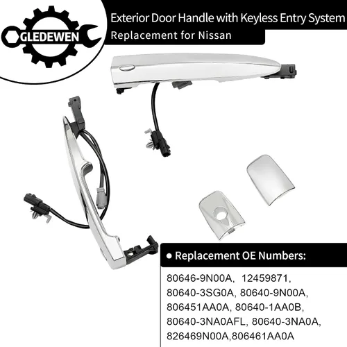 Miniatura 3 de Manija de puerta del conductor cromada, compatible con Nissan Sentra Murano Maxima Leaf 2009-2018, con sensor y sistema de entrada inteligente sin