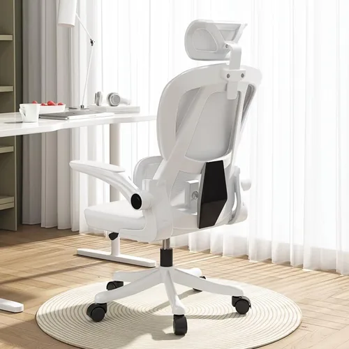 Miniatura 9 de Silla de oficina de malla, ergonómicas de respaldo alto con ruedas y reposacabezas ajustables, cómodos brazos abatibles para el hogar, dormitorio