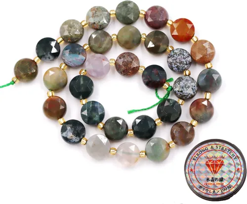 Miniatura 62 de Cuentas de piedras preciosas para la fabricación de joyas, cuentas de monedas facetadas de piedra natural piedra de sangre africana de 0.236 in