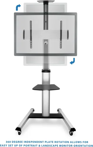 Miniatura 9 de Mount-It! Soporte de TV móvil para televisores de pantalla plana, carrito de TV con ruedas ajustable en altura para pantallas de 32, 40, 50, 55, 60