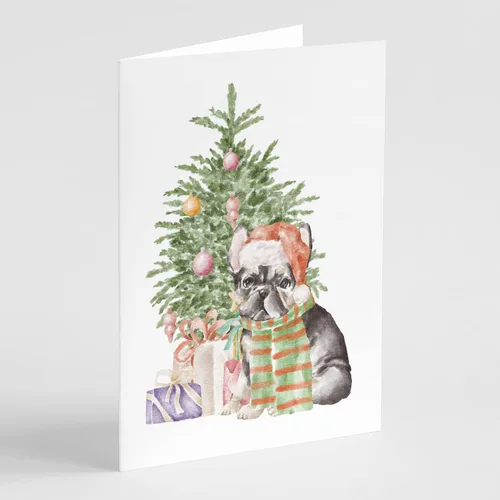 Miniatura 66 de Caroline's Treasures CK8213GCA7P Bulldog, Bulldog Inglés #2 - Tarjetas de felicitación y sobres de árbol de Navidad, paquete de 8 tarjetas en blanco