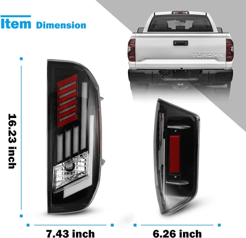 Miniatura 7 de WOLFSTORM Conjunto de repuesto de luces traseras Toyota Tundra, luces traseras LED para Toyota Tundra Pickup 2014-2021, 1 par (lente transparente)