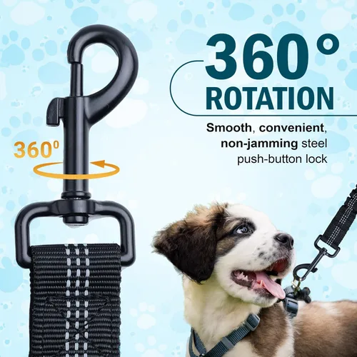 Miniatura 4 de Correa de perro manos libres con cinturón – Bungee sin tirones, asas acolchadas dobles y bolsa con cremallera para correr, caminar y entrenar