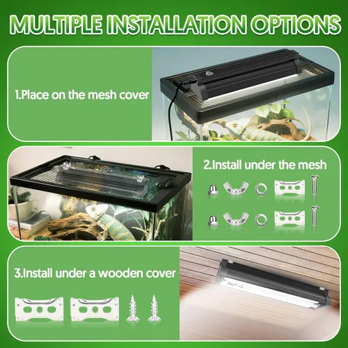 Miniatura 6 de QZQ Kit combinado de accesorio de luz T5 UVB para reptiles 8W, luz UVB de 10.0 para reptiles, campana de terrario viene con lámpara de reptil