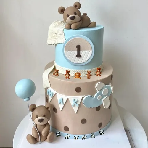 Miniatura 6 de Mujiang Juego de 4 moldes para fondant de silicona con diseño de oso de unicornio y cabeza de gato, para pasta de goma de azúcar, caramelo