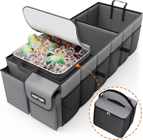 Miniatura 11 de HOTOR Organizador de maletero para coche y SUV, organizador de automóvil resistente con enfriador extraíble, organizador de maletero plegable grande