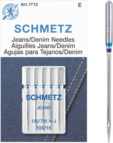 Miniatura 3 de SCHMETZ Agujas para máquina de coser Jean & Denim - Agujas de precisión para tela pesada, tamaño 100/16, tarjetas de 5 agujas, paquete de 1