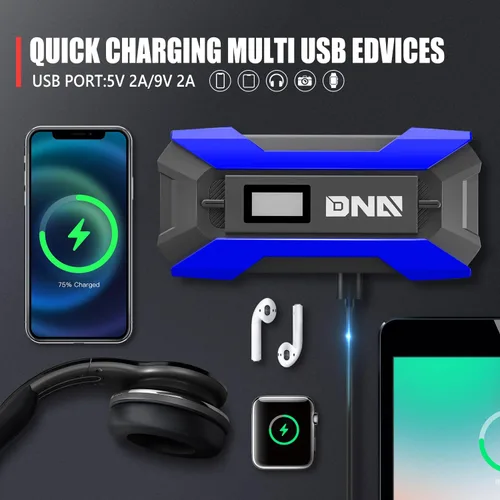 Miniatura 9 de DNA MOTORING 12V 1500A 15000 mAh Arrancador de batería portátil para auto, paquete de cargadores de batería, caja de puente, para hasta 7.0L de gas