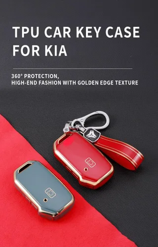 Miniatura 2 de ontto Llavero de 5 botones para llavero Kia Smart Remote con llavero para Sportage Stinger Cerato Ceed Forte TPU Key Bag Beige