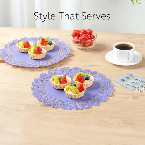 Miniatura 7 de Restaurantware Pastry Tek Blondas de Encaje de 4 x 4 Pulgadas 100 Vajilla Decorativa - Blondas de Mesa Desechables Redondas de Papel Negro