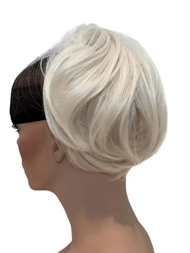 Miniatura 4 de Apexhairs - Extensión de moño de cabello sintético lacio, extensiones de moño corto, accesorios para el cabello, moño elástico fácil de coletar