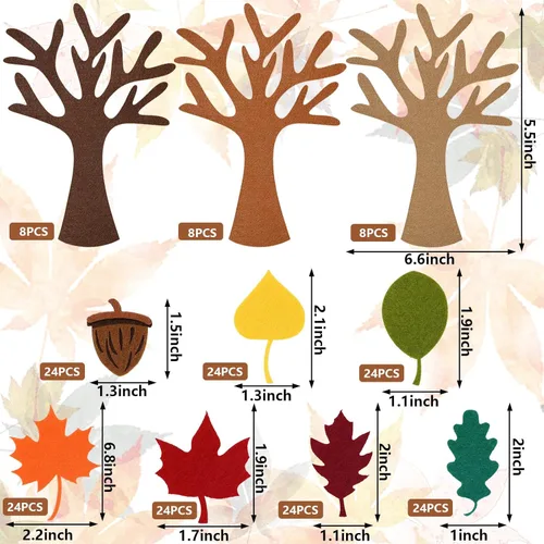 Miniatura 2 de Whaline Kit de manualidades de fieltro de árbol de agradecimiento, 192 piezas, árboles de otoño, hojas de arce, adornos de fieltro para bricolaje