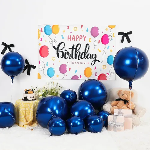 Miniatura 3 de 12 globos redondos de aluminio azul marino, globos de helio 4D de 22 pulgadas, 15 pulgadas, 10 pulgadas, globo de aluminio azul metálico