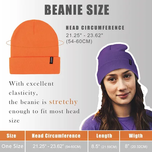 Miniatura 25 de Gorros de lana para mujeres y hombres, unisex, de punto suave, con puños, diseño de calavera, elástico, color sólido, sombreros de invierno
