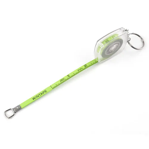WIN TAPE Mini cinta métrica de acero de 80 pulgadas, carcasa de plástico con llavero funcional Mini cinta métrica retráctil llavero (transparente,