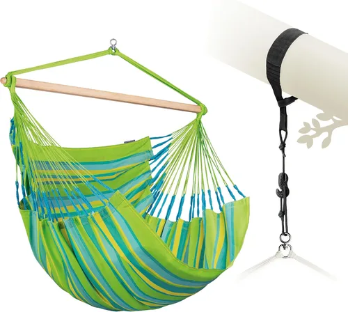 Miniatura 32 de LA SIESTA® - Silla Hamaca Columpio XL King Domingo - Silla Hamaca Colgante Resistente a la Intemperie y a los Desgarros - Silla Hamaca Columpio