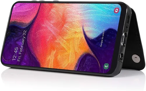 Miniatura 6 de Funda de teléfono para Samsung Galaxy A50 con protector de pantalla de vidrio templado y tarjetero con soporte para tarjetero, accesorios de cuero