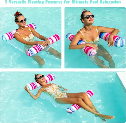Miniatura 2 de FindUWill Paquete de 2 flotadores de tela para piscina de agua, XL, hamacas inflables multiusos para agua