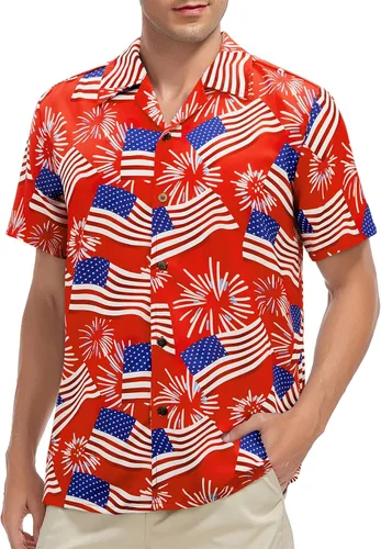 Miniatura 10 de Camisa hawaiana para hombre, con estampado floral, cómoda, con botones, casual, manga corta, ropa de playa para hombre
