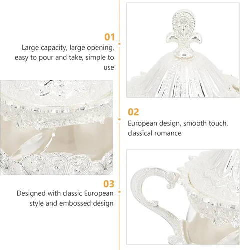 Miniatura 8 de Kichvoe Tarro de condimentos de estilo europeo con tapa, recipiente de condimentos de vidrio de gran capacidad para azúcar, sal, pimienta, cocina