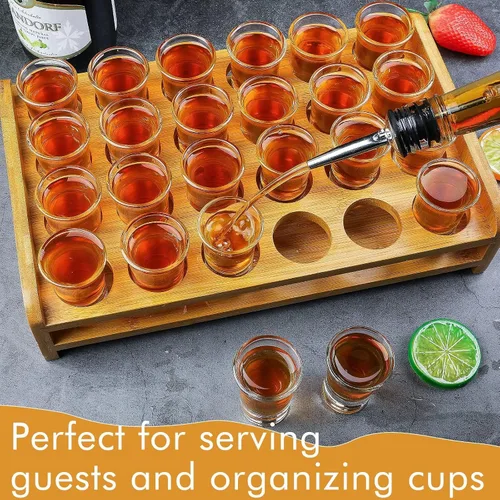 Miniatura 5 de Juego de 24 vasos de chupito grandes y soporte de 1 onza/1.0 fl oz, base gruesa para fiestas, clubes, bares, herramientas para el hogar