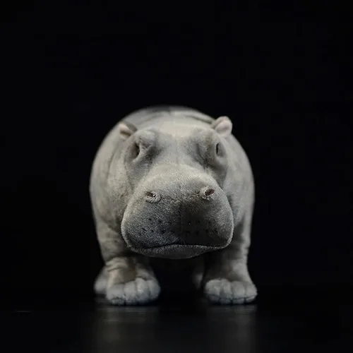 Miniatura 5 de Juguete de peluche grande de hipopótamo – Animal de peluche realista de 20 pulgadas, animales salvajes suaves hipopótamo, juguetes de peluche