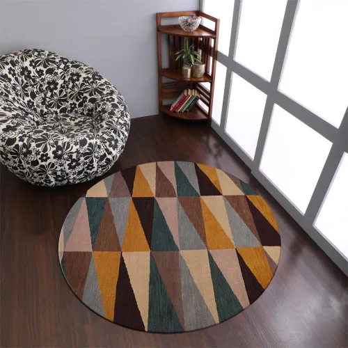 Miniatura 9 de Rugsotic Carpets Alfombras de lana copetuda a mano ecológicas – 2 pies 6 x 6 pies, forma de pasillo, multicolor, diseño geométrico moderno