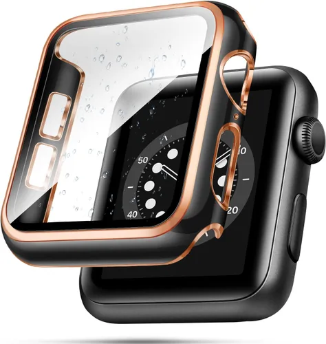 Miniatura 10 de top4cus Carcasa de 38mm compatible con Apple Watch, con protector de pantalla de vidrio templado incorporado, cubierta de PC para iWatch Series