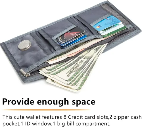 Miniatura 3 de Billetera para niños y niñas, billetera para niños pequeños, billetera de lona triple para exteriores, billeteras juveniles para niños y niños