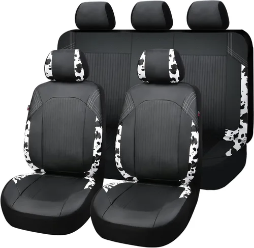 Flying Banner - Juego completo de fundas para asiento de automóvil de cuero sintético, para asientos delanteros y traseros, estilo de moda, fácil