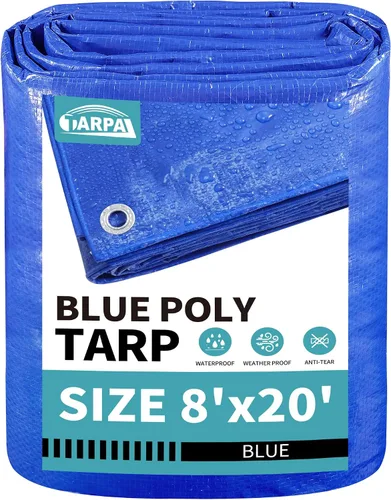Miniatura 62 de TARPAL Lona azul de 4 x 12 pies, lonas de resistencia media de 8 mil impermeables, resistentes a desgarros con ojales de metal, adecuadas