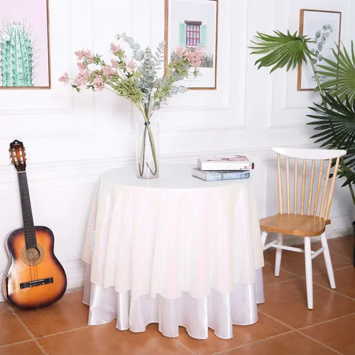 Miniatura 29 de Eternal Beauty Mantel de lentejuelas doradas de 120 pulgadas, mantel redondo brillante con purpurina para decoración de bodas, fiestas de cumpleaños