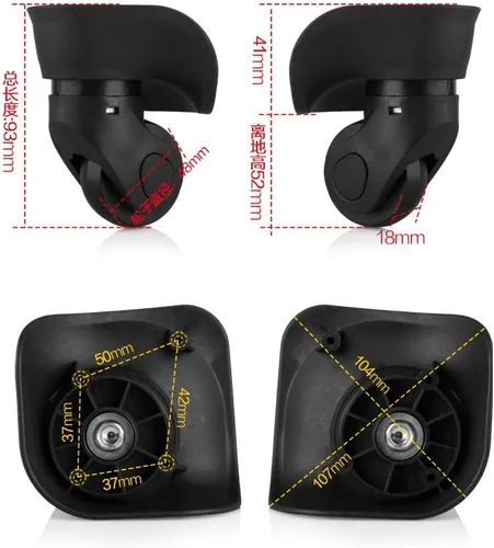 Miniatura 4 de Dilwe - Ruedas de repuesto para maleta de equipaje 2 pares de ruedas de PVC gran accesorio para maleta de equipaje W041-2 L