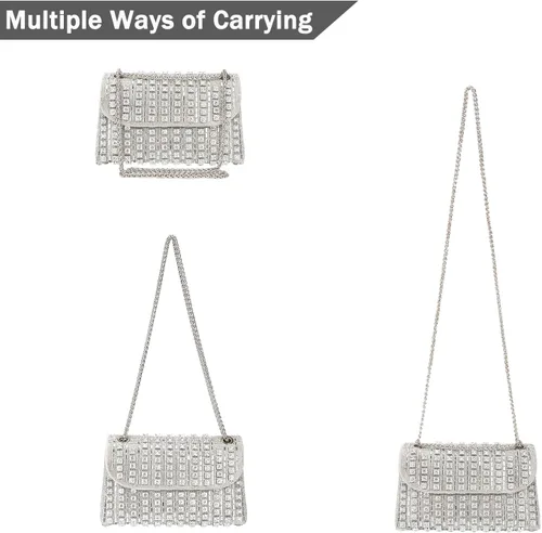 Miniatura 5 de Bolso de mano de noche con diamantes de imitación brillantes para mujer, bolso de hombro para boda, fiesta, baile de graduación